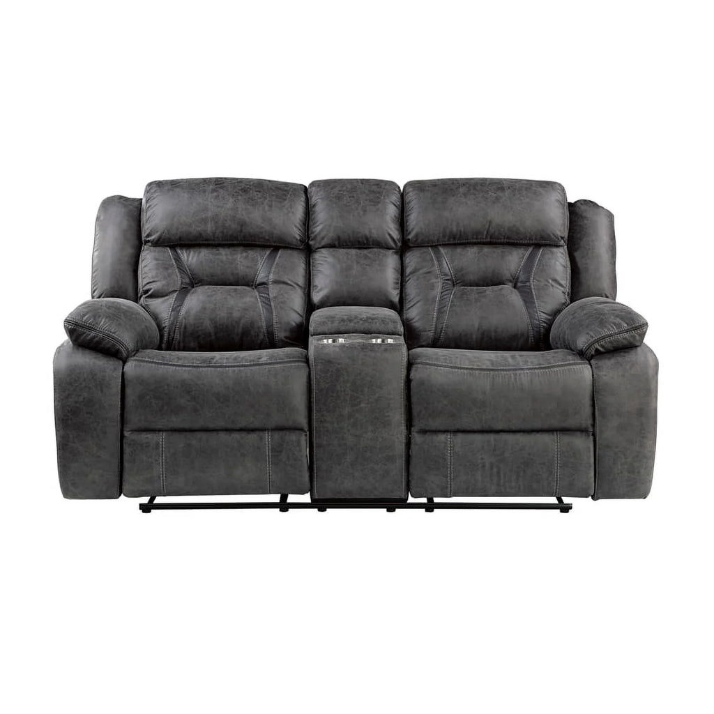 Gray Microfiber 2-Piece Reclining Sofa Set C882