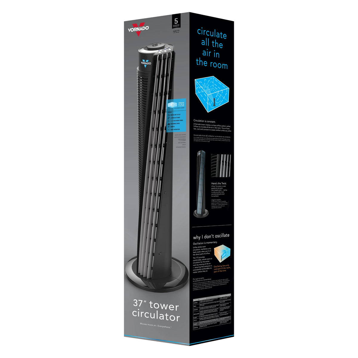 37" Tower Fan with Remote Control H965