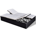 Double Chaise Lounge Chair 2-Person Poly Rattan Sun Lounger with Adjustable Cushion S682671