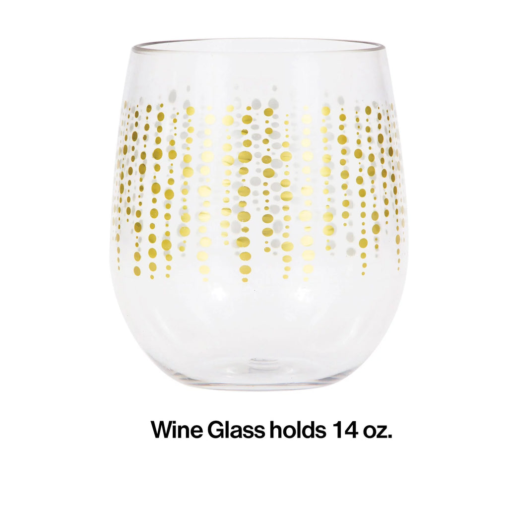 Pack of 6 Clear and Gold Stemless Wine Glasses B5742