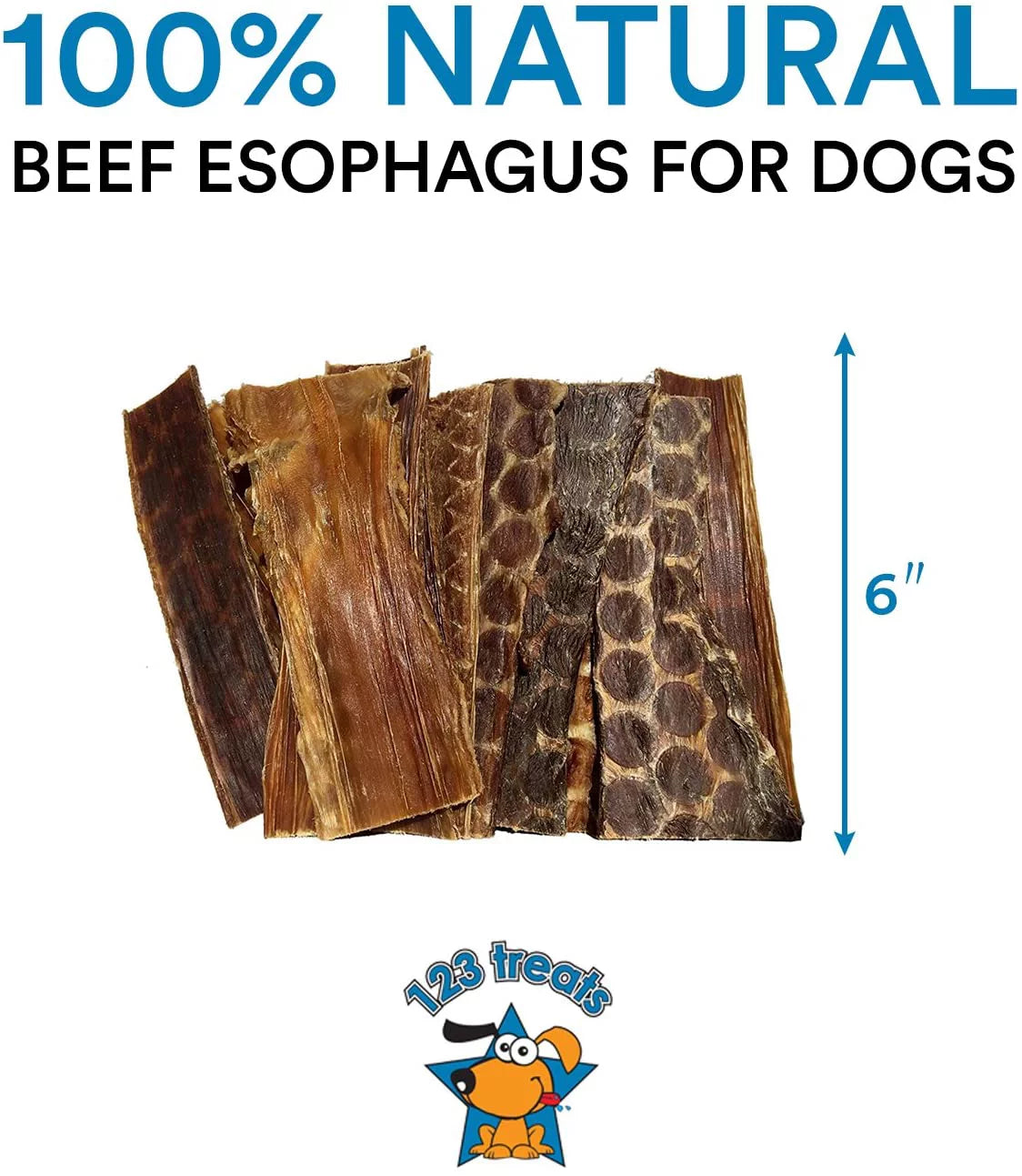 Beef Esophagus Gullet Jerky Dog Chews 6" 25 Count J931083