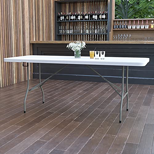 6' White Rectangular Plastic Folding Table V13969