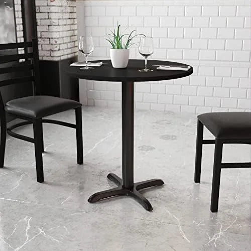 30'' Round Walnut Laminate Table Top with Table Height Base O4955