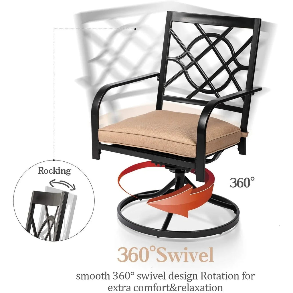 Outdoor Patio Metal Swivel Rocker Dining Chairs Set of 2 L558